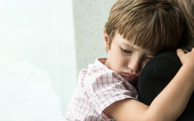 babysitter helping sick child